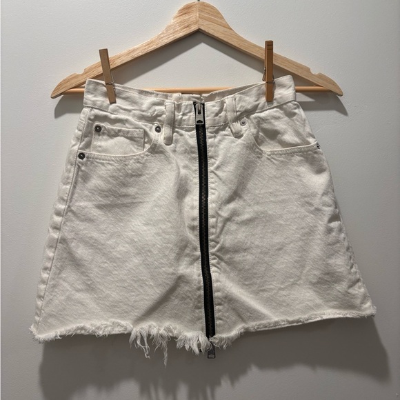 All Saints Dresses & Skirts - All Saints White Denim Skirt with Black Zipper